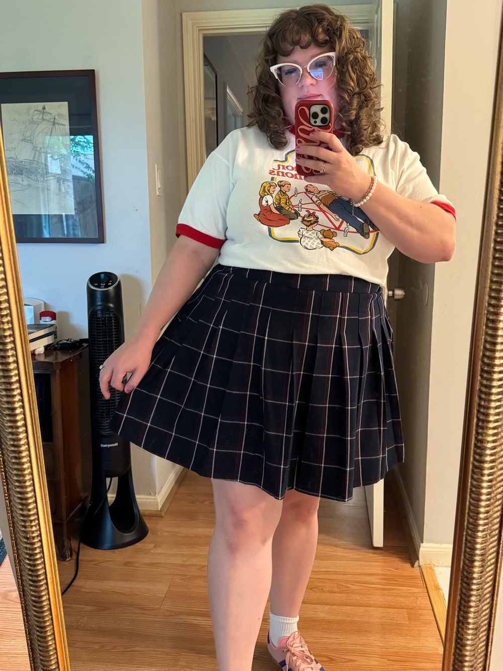 Eloquii Navy Plaid Pleated Mini Skirt - Picture 3 of 3